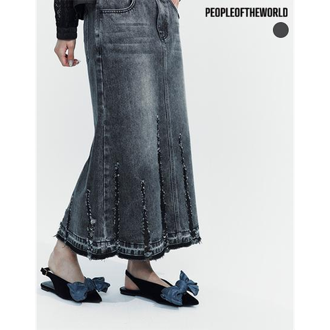 [수정샵]  쉐도우 크랙 데님 스커트