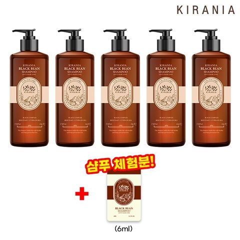 [방송에서만] 키라니아 서리태 탈모 샴푸 방송 최대용량(샴푸 730ml*5+체험분 1매)