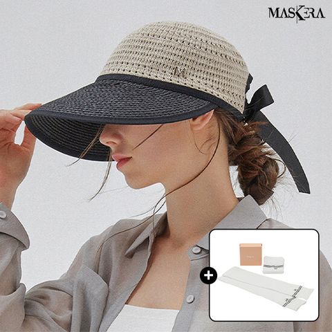 마스케라 리브(Leave) 린넨 블록 와이드 캡 1종