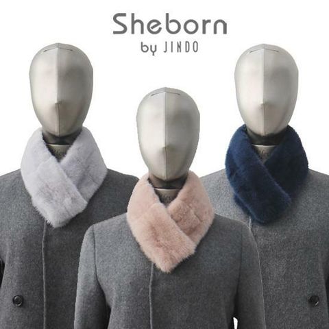 [카드 5%할인]☆역시즌 특가☆  진도 쉬본 밍크 자석 머플러 - 네이비(AM68)