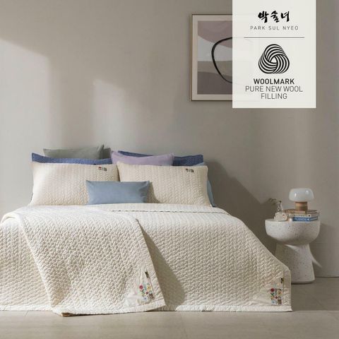 [카드 5%할인,일시불 할인][K](최저가찬스) 박술녀 여름용 양모 스프레드(청연) 1+1 세트 + 베개커버 2장