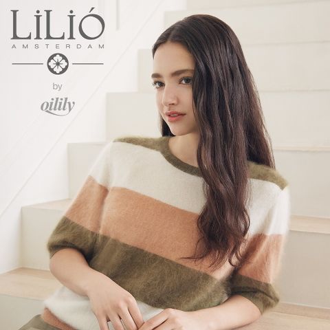 by 오일릴리 25FW 캐시미어100 스트라이프 반팔 니트