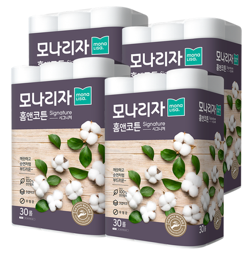 (방송중4만원대) 모나리자 홈앤코튼 화장지30롤(3겹)X4팩 120롤
