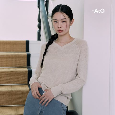 [론칭가89,900원]더엣지 25S/S 프렌치린넨 100 브이넥 니트 3종