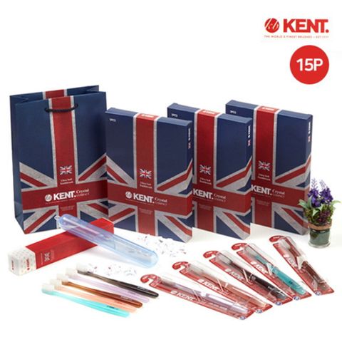 [켄트] 크리스탈 콤팩트초극세모 칫솔 15p+휴대용케이스+쇼핑백