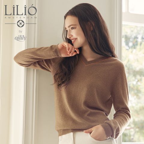 ○by 오일릴리 25FW 캐시미어 블렌디드 프린지 V넥 니트