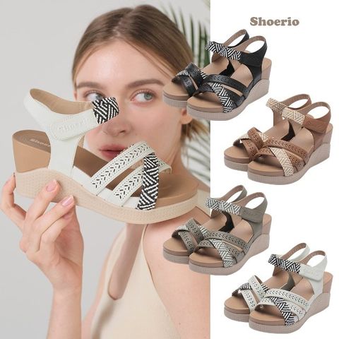 슈리오 헤라 소가죽 키높이 샌들  