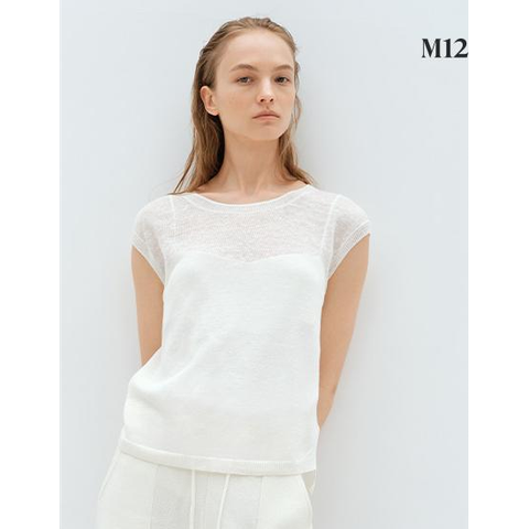 M12 25SS 프렌치린넨100 슬리브리스 니트탑 2종