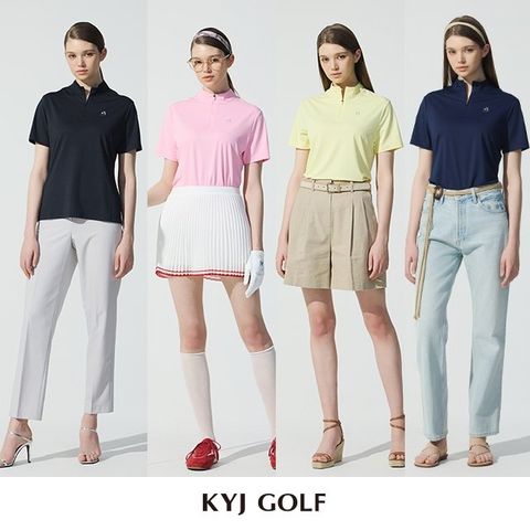 [KYJ GOLF] 김영주골프 최종가! 기능성 에어쿨링 반팔 집업 티셔츠 4종, 여성