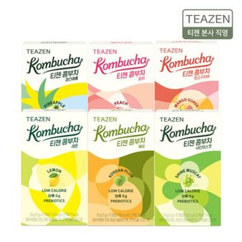 티젠 콤부차 인기 6종 혼합 60스틱(레몬/파인애플/매실/피치/샤인머스캣/망고)