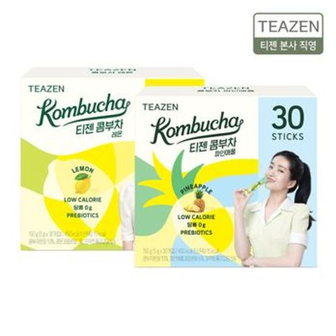 티젠 콤부차 인기2종 혼합 30스틱X2박스(파인애플/레몬)