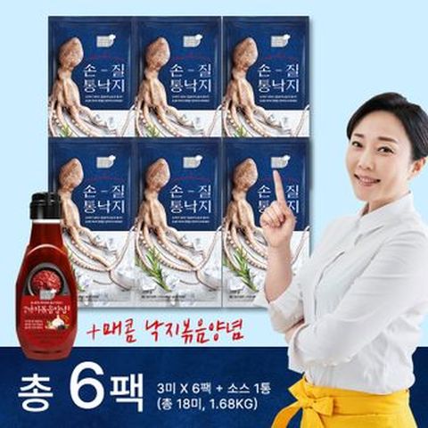 김나운 손질통낙지 280g(3미)X6팩+매콤낙지볶음양념(210g)X1통