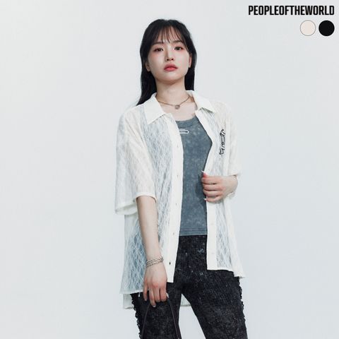 피플오브더월드 시어 레이스 하프 셔츠