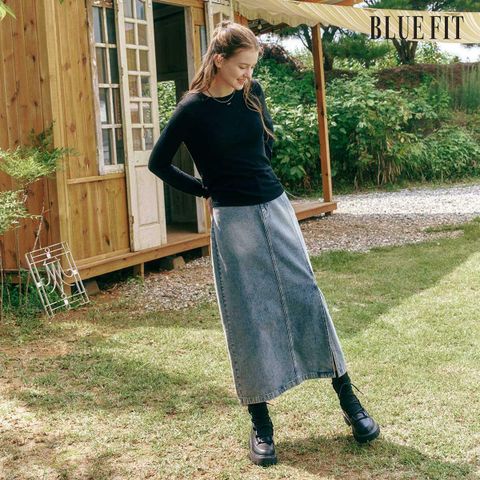 [삼성카드5%할인][25FW최신상] 블루핏 H라인 데님 스커트