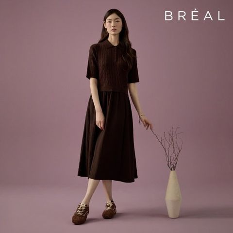 브리엘 25FW 반팔 케이블 니트 원피스 2종