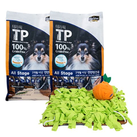 테라픽 강아지사료 올스테이지1kg x 2팩 + 한라봉매트