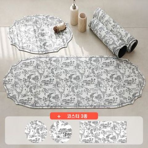 바이빔 소프트 규조토매트 7종 (타원형) (발매트 2개+주방매트 2개+티코스터 3개)