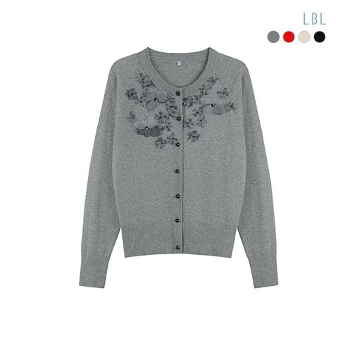 25SS 실크블렌디드 플라워 아플리케 가디건+하프니트 앙상블