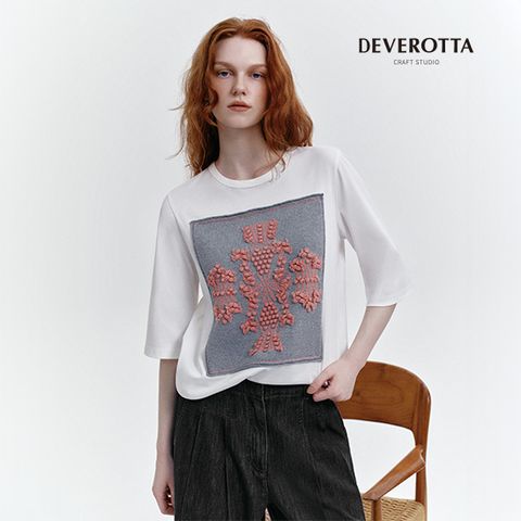 드베로타 25FW 니트아플리케 이집트 기자면100 티셔츠