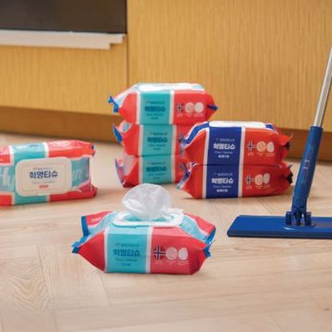 (방송에서만) 혁명티슈 플로어 물걸레 청소포 세트 30매X7종 (일반 5+강력 2)+밀대 걸레 세트