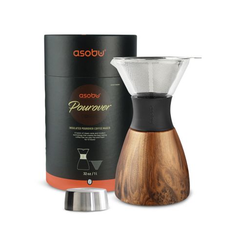 아소부 푸어오버 커피메이커 스테인레스 핸드드립세트 우드