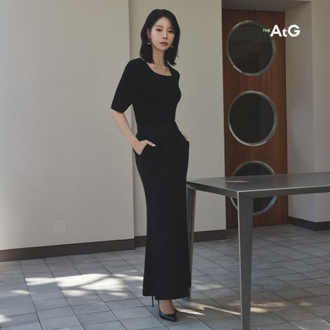 [론칭가69,900원]더엣지 25FW 에센셜 스퀘어넥 반팔니트 3종