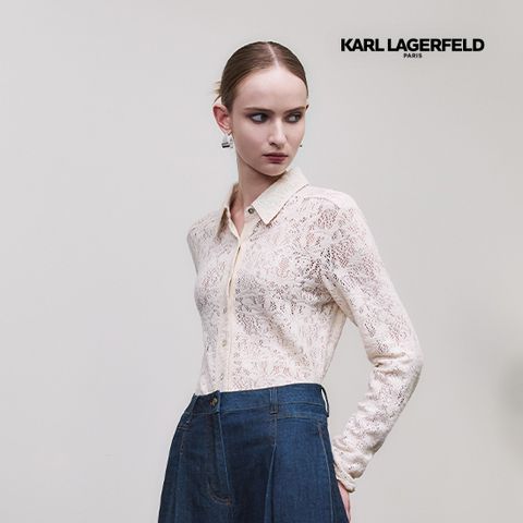 칼라거펠트 25FW 레이스 니팅 블라우스 2종