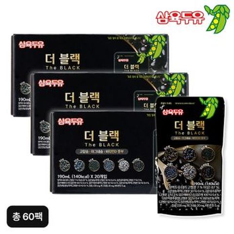 삼육두유 더 블랙 프리미엄 두유 파우치 190mlX20개X3박스