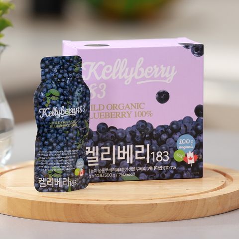 [3박스]켈리베리183 유기농 야생블루베리 퓨레 50gx10포x3박스