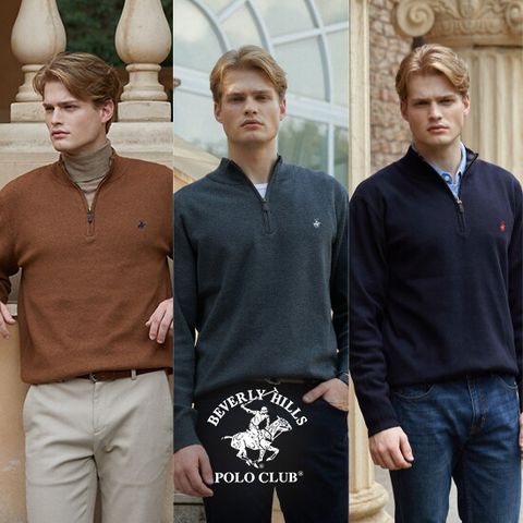 ◎ 비버리힐스폴로클럽 메리노울 블렌디드 남성 하프집업 니트 3종