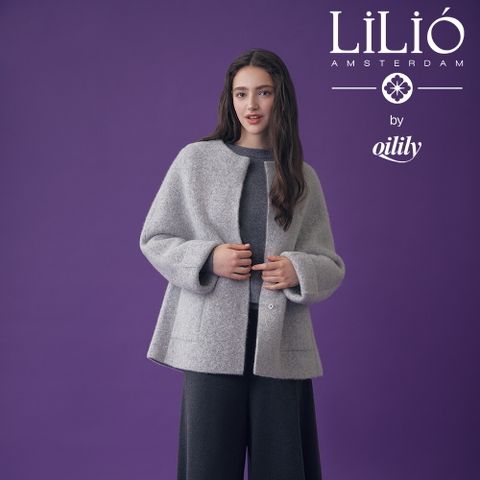 ●by 오일릴리 25FW 폭스 울 블렌디드 하프코트