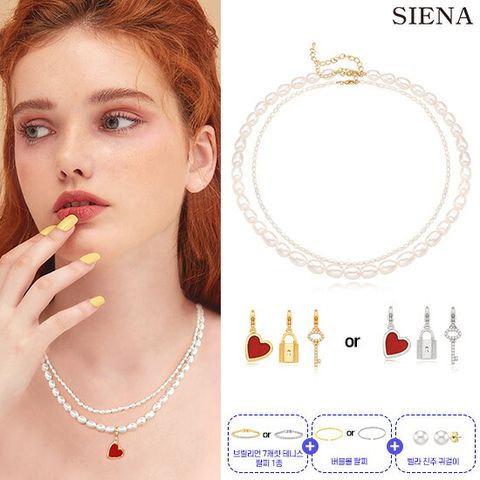 리얼 담수진주 목걸이 2종 + 펜던트 3종 세트 + 7캐럿 테니스 팔찌 + 버블 볼 팔찌 + 진주 귀걸이