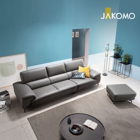 베니 4인 천연면피 소가죽 소파+스툴