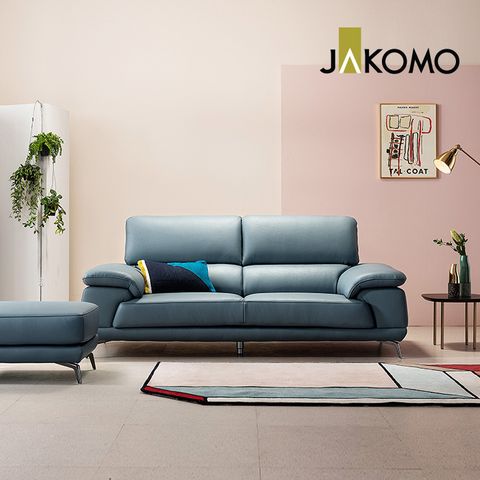 자코모 베니 3인 천연면피 소가죽 소파+스툴