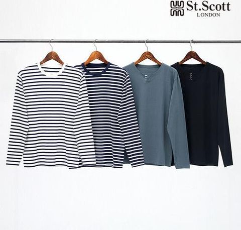 [St.Scott] 세인트 25FW 오가닉 코튼 블렌디드 스트라이프 티셔츠4종(남)