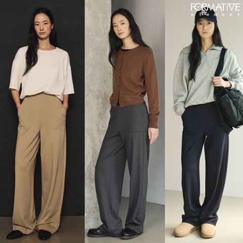 포머티브 여성 폰테 와이드 팬츠 2종