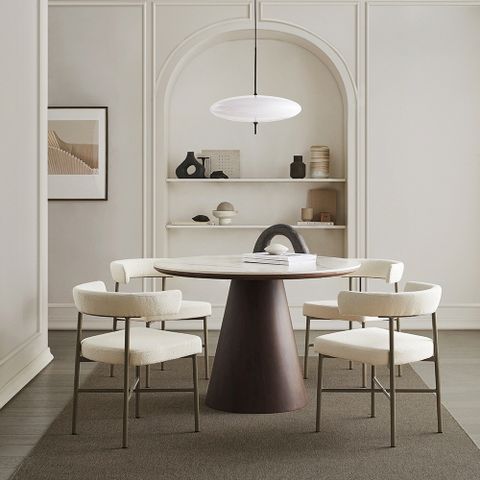 보테 세라믹 원형식탁 4인세트 1100 브라운_올비아체어4EA