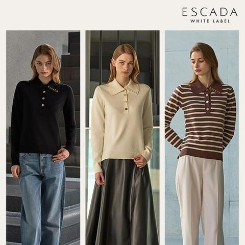 O ESCADA 25FW 여성 오픈 카라 니트