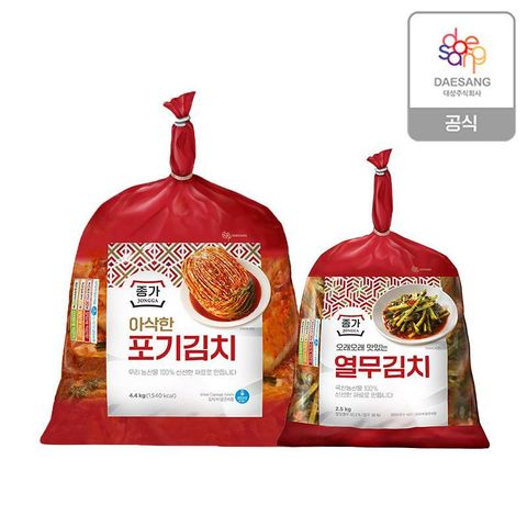 [삼성카드5%할인][종가] 아삭한 포기김치 4.4kg + 열무 2.5kg