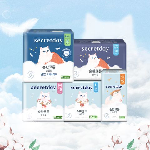 순한코튼 생리대 1팩모음 /팬티라이너/오버나이트/입는/소형/중형/대형