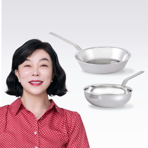 무연마제 스테인리스 통5중 후라이팬 2종 세트(24팬+24웍)