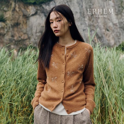 에르헴 25FW 캐시미어 100 비딩 자수 가디건