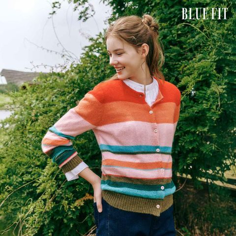 [삼성카드5%할인][25FW최신상] 블루핏 알파카 혼방 레인보우 가디건