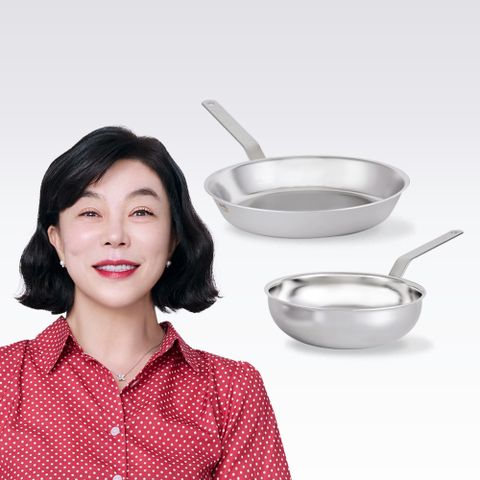 무연마제 스테인리스 통5중 후라이팬 2종 세트(28팬+24웍)