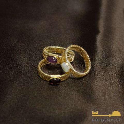 {골든클레프} 18K 천연석 메쉬 반지