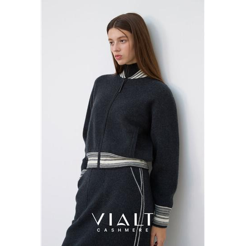 비알트(VIALT) 캐시미어100 자카드 블루종