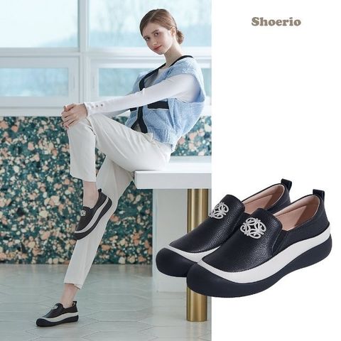 슈리오 소가죽 허그 슬립온