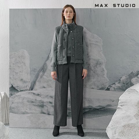 막스스튜디오 25FW 울 블렌드 핀턱 벨티드 팬츠 1종