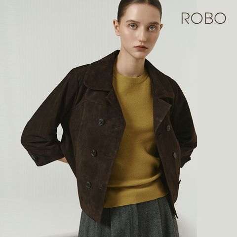 로보 25FW 이태리 스웨이드 더블 크롭자켓