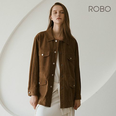 로보 25FW 이태리 스웨이드 사파리 하프코트